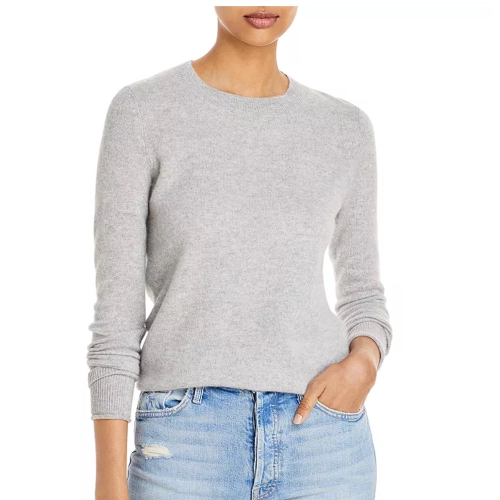 AQUA Fitted Cashmere Crewneck Sweater